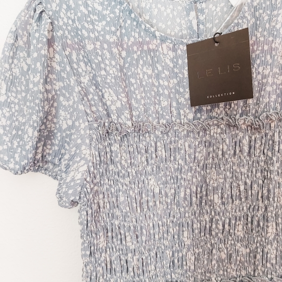 NWT Lelis Mini Dress in Light Blue Smocked Bodice Size S - Picture 7 of 7